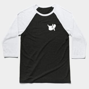 Small LA Rocks Silhouette, White Baseball T-Shirt